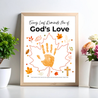 Every Leaf Reminds Me of God's Love Handprint Craft | Christian Fall Handprint Printable | Autumn Bible Keepsake | Preschool Thanksgiving Faith Activity