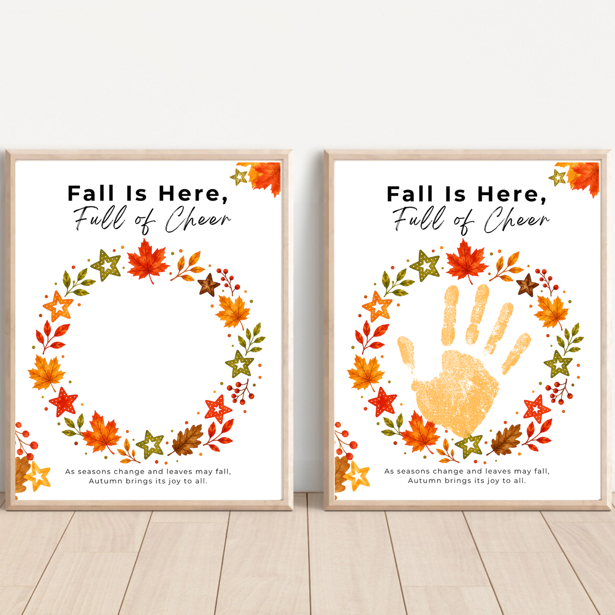 Fall Is Here, Full of Cheer Handprint Craft | Fall Wreath Keepsake | Autumn Printable for Kids