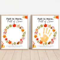 Fall Is Here, Full of Cheer Handprint Craft | Fall Wreath Keepsake | Autumn Printable for Kids