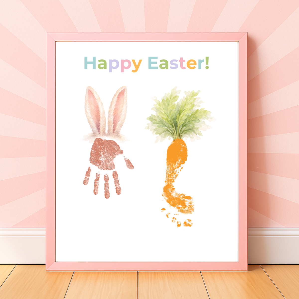 Happy Easter Bunny & Carrot Handprint Keepsake Printable | Easter Memory Art | Spring Kids Activity PDF
