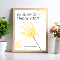 Pop, Sparkle, Shine Handprint & Fingerprint Craft | Happy New Year 2027 Printable | Preschool New Year's Eve Activity | Kids Keepsake Craft
