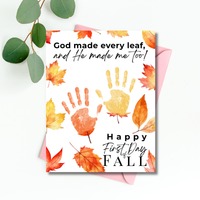 Christian First Day of Fall Handprint Craft Printable, Baby's First Fall Keepsake, God Made Every Leaf, Preschool Autumn Activity, Thanksgiving Craft