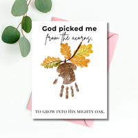 God Picked Me from the Acorns Handprint Craft Printable, Christian Fall Handprint Keepsake, Baby's First Fall, Preschool Autumn Activity