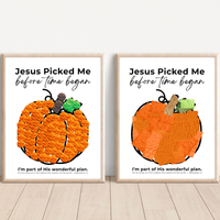 Jesus Picked Me Before Time Began Pumpkin Craft | Christian Fall Printable | Preschool Thanksgiving Activity