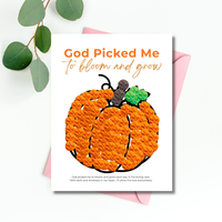 God Picked Me to Bloom and Grow Pumpkin Craft Printable, Christian Pumpkin Coloring Page, Fall Fine Motor Activity, Preschool Harvest Craft
