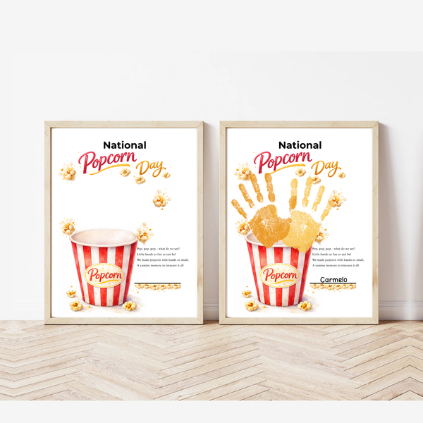National Popcorn Day Handprint Craft for Kids | Preschool Fine Motor Printable Activity