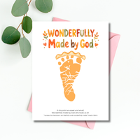 Christian Pie Footprint Craft Printable, Wonderfully Made by God Keepsake, Baby Footprint Art, Fall Thanksgiving Activity, Psalm 139:14 PDF