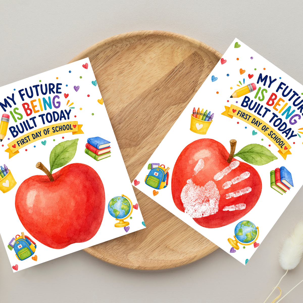 My Future Is Being Built Today Handprint Craft Printable | First Day of School Apple Keepsake | Preschool & Kindergarten PDF