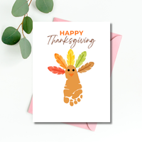Happy Thanksgiving Footprint Craft Printable, Turkey Footprint Keepsake, Fall Thanksgiving Activity for Kids, Preschool Classroom Craft PDF