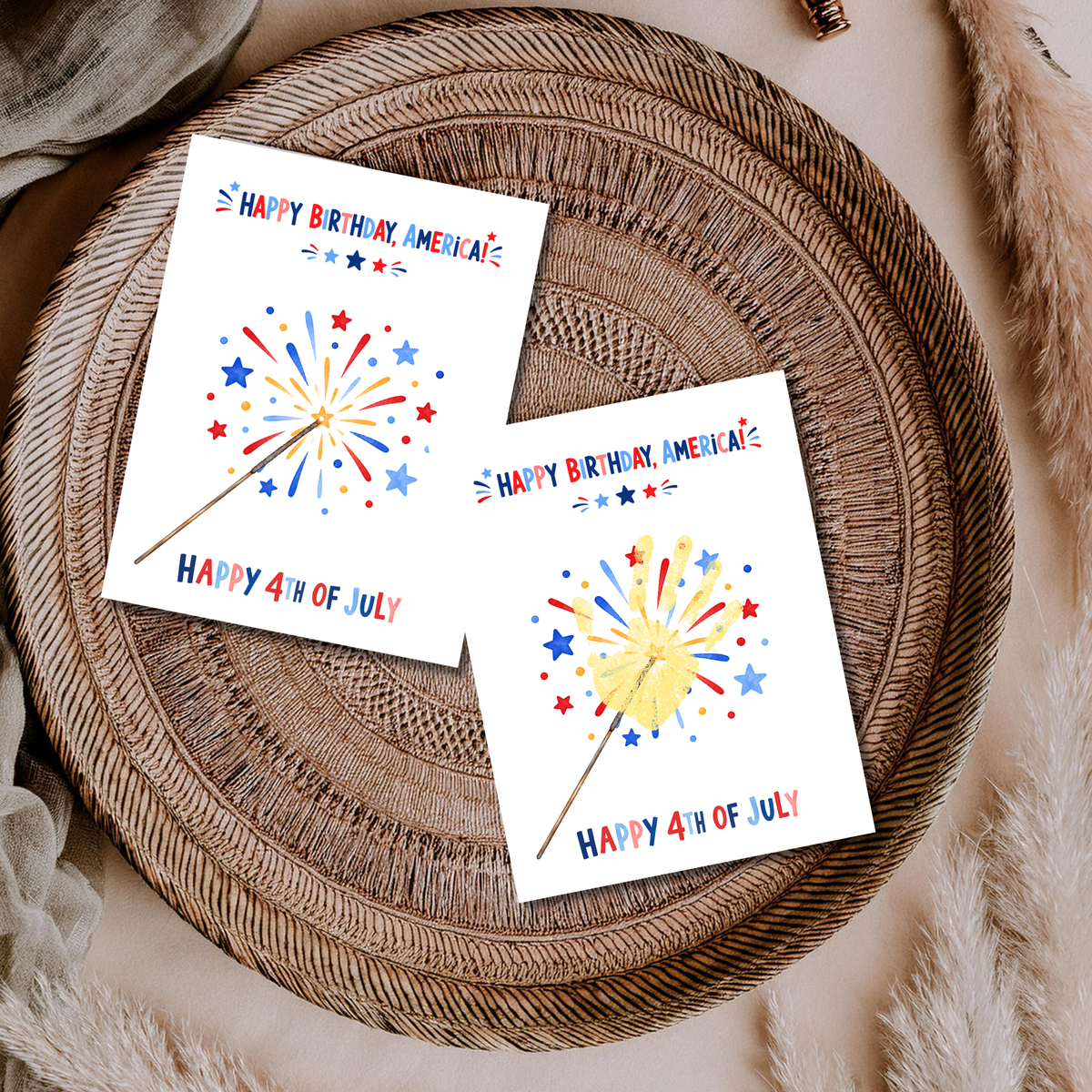 4th of July Handprint Craft for Kids | Patriotic Preschool & Kindergarten Activity | Happy Birthday America Printable