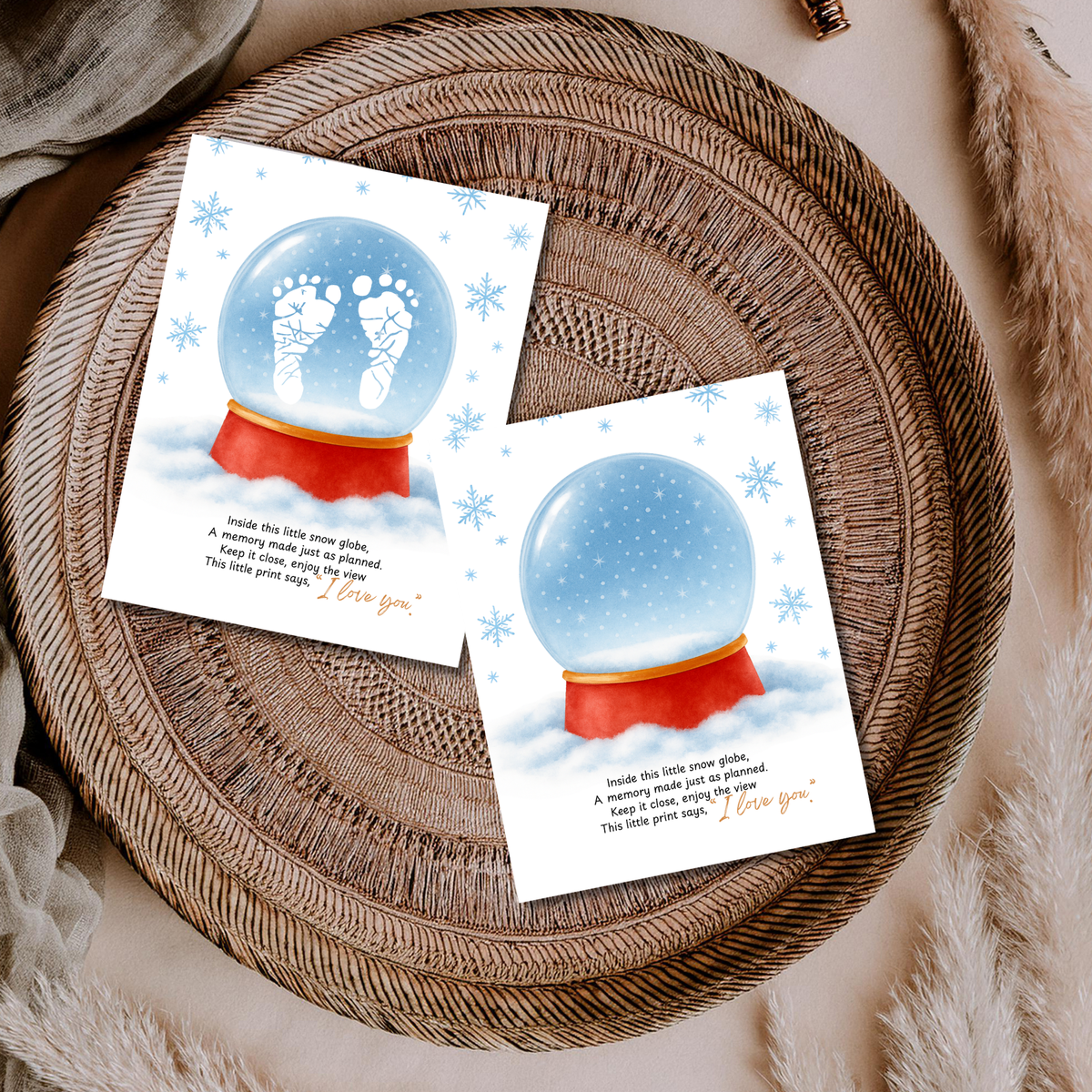 Snow Globe Handprint & Footprint Craft | Winter Keepsake Printable | Preschool Handprint Activity | Baby Footprint Memory Craft