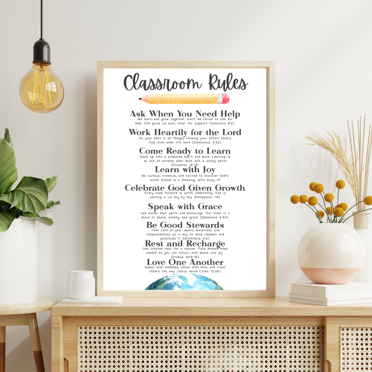 Christian Classroom Rules Printable Poster Set | Bible Classroom Decor | Christian School Rules | Sunday School Wall Art | Homeschool Classroom Poster