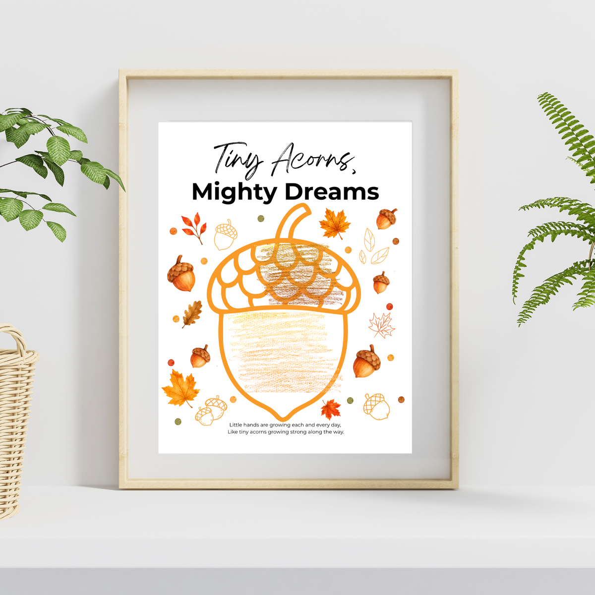 Fall Acorn Outline Craft for Kids | Tiny Acorns Mighty Dreams Preschool Fine Motor & Creative Art Activity