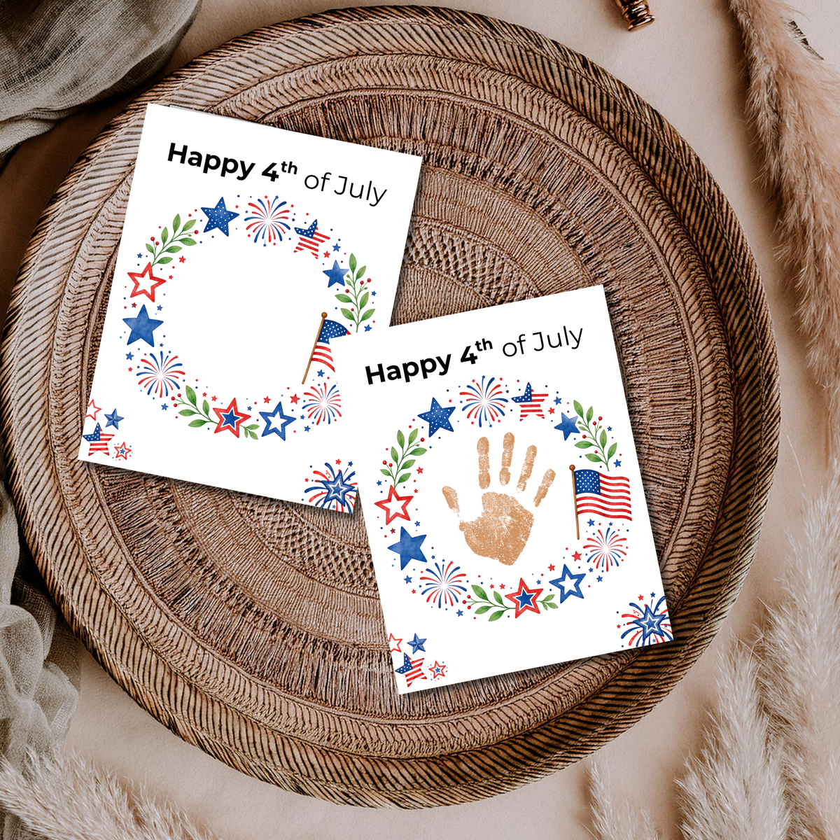 4th of July Handprint Wreath Craft for Kids | Patriotic Preschool & Kindergarten Activity | Independence Day Printable