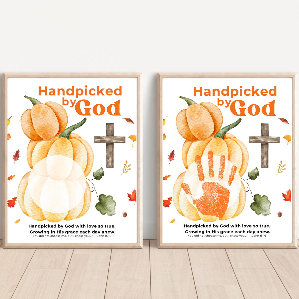 Handpicked by God Pumpkin Handprint Craft | Christian Thanksgiving Printable | Fall Harvest Keepsake