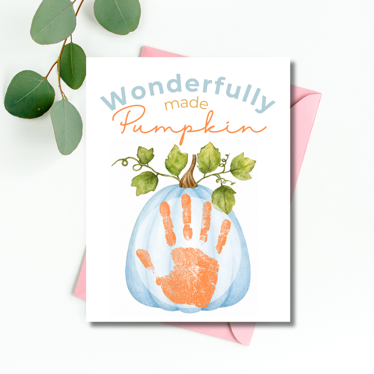 Blue Pumpkin Handprint Craft Printable | Wonderfully Made Pumpkin Keepsake | Fall Handprint Activity for Kids | Preschool Autumn Craft | Digital Download