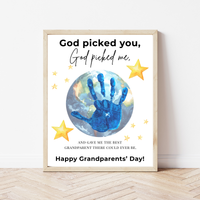 Grandparents Day Handprint Craft Printable | “God Picked You, God Picked Me” Faith-Based Grandparent Keepsake | Kids Christian Art PDF