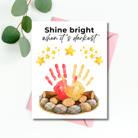 Campfire Handprint Craft Printable | Shine Bright When It's Darkest | Fall Campfire Keepsake | Halloween Thanksgiving Preschool Activity