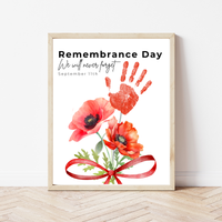 Remembrance Day Handprint Craft for Kids | September 11 Poppy Printable Keepsake | We Will Never Forget