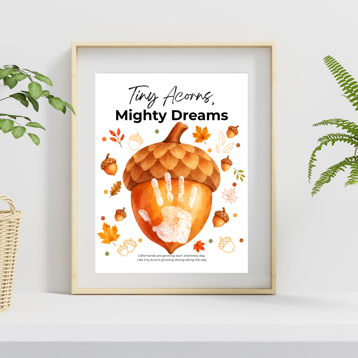 Fall Acorn Handprint Craft for Kids | Tiny Acorns Mighty Dreams Preschool Autumn Activity & Keepsake