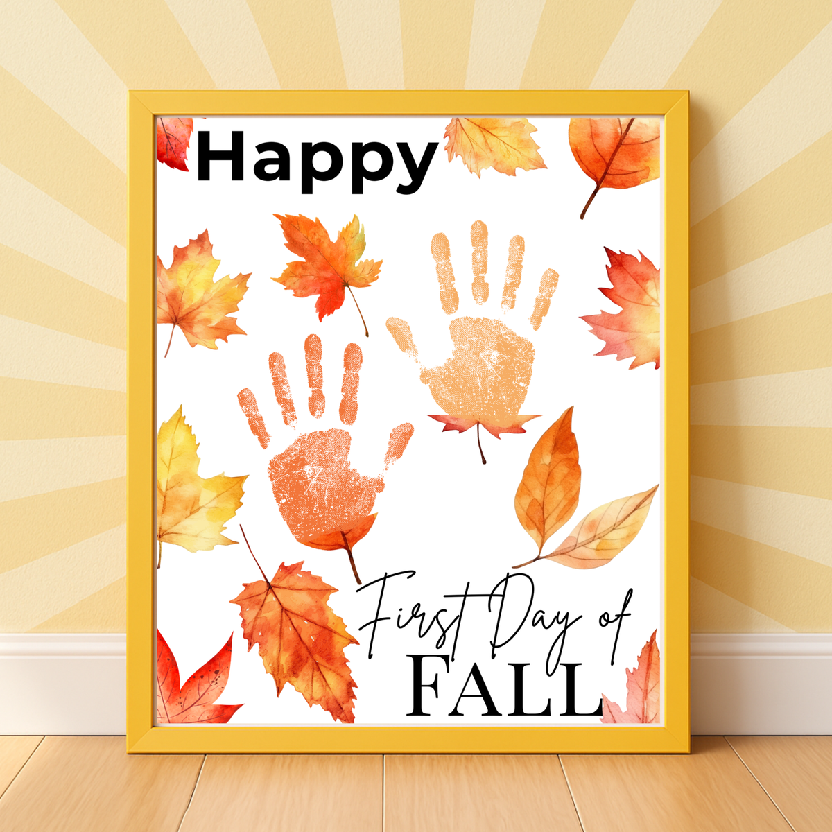 Happy First Day of Fall Handprint Craft | Autumn Keepsake Printable | Preschool Fall Handprint Activity | Classroom & Homeschool Fall Craft