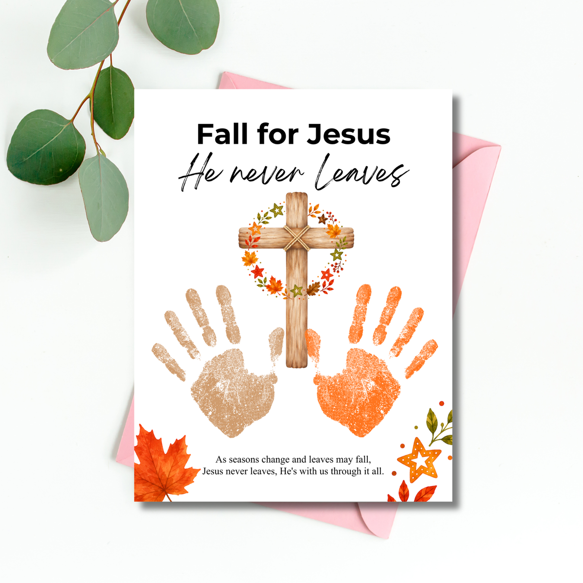 Fall for Jesus Cross Handprint Craft | Christian Fall Printable | Autumn Keepsake for Kids
