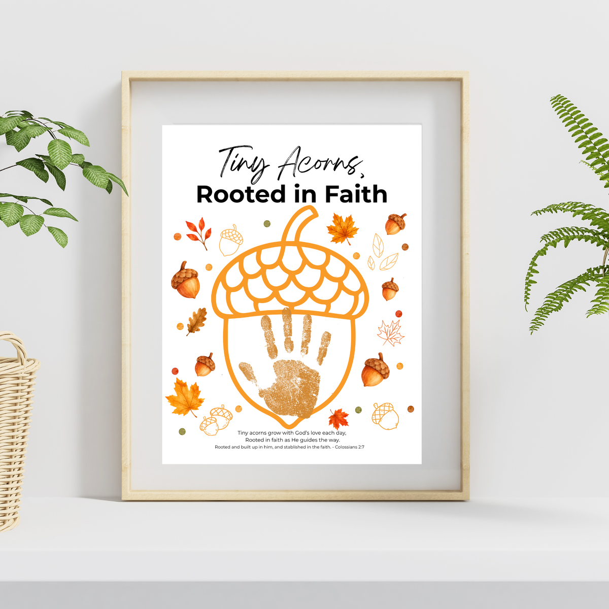 Christian Fall Acorn Fingerprint Craft for Kids | Tiny Acorns Rooted in Faith Bible Fine Motor Activity