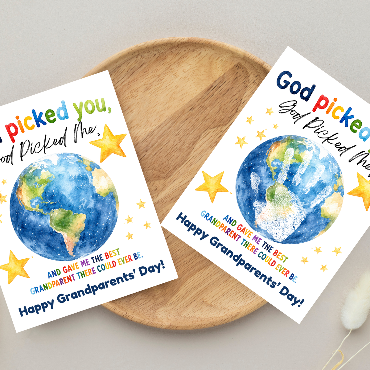 God Picked You, God Picked Me Grandparents Day Handprint Craft Printable | Christian Grandparent Gift | Faith-Based Keepsake PDF