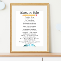 Classroom Rules Printable Poster Set | Preschool Classroom Decor | Classroom Rules Wall Art | Teacher Classroom Poster | Homeschool Classroom Decor
