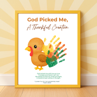 God Picked Me, A Thankful Creation Handprint Craft Printable | Christian Thanksgiving Activity | Preschool Turkey Keepsake