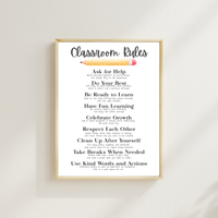 Classroom Rules Printable Poster Set | Preschool Classroom Decor | Classroom Rules Wall Art | Teacher Classroom Poster | Homeschool Classroom Decor