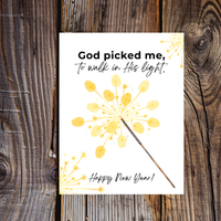 God Picked Me to Walk in His Light New Year Handprint Craft | Christian Sparkler Printable | New Year's Eve Fingerprint Activity | Preschool Christian Keepsake