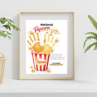 National Popcorn Day Handprint Craft for Kids | Preschool Fine Motor Printable Activity