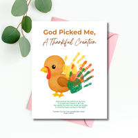 God Picked Me, A Thankful Creation Handprint Craft Printable | Christian Thanksgiving Activity | Preschool Turkey Keepsake