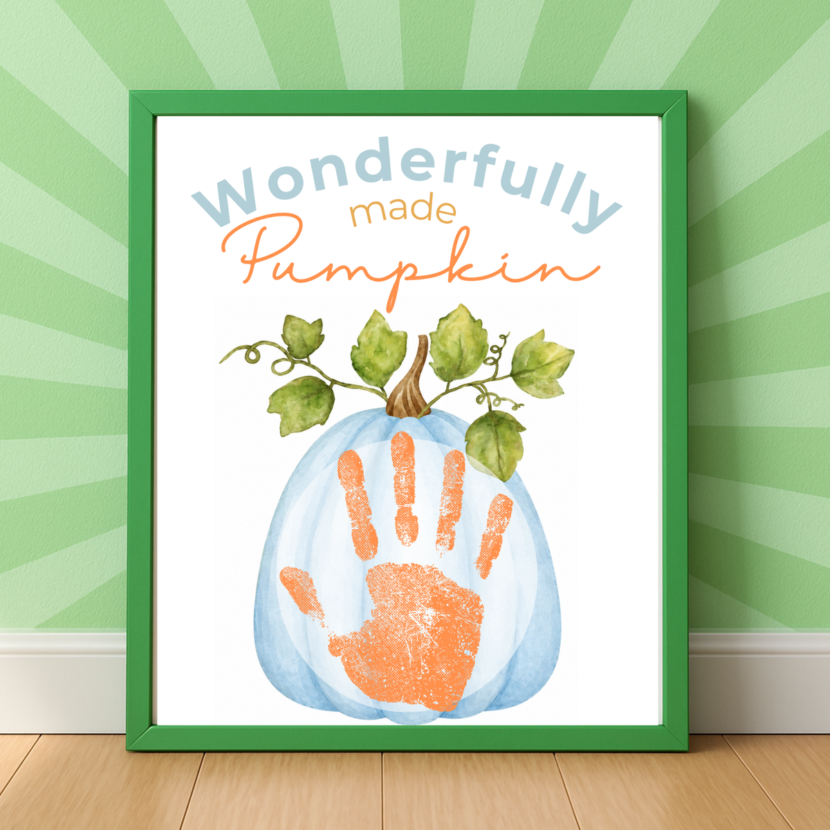 Blue Pumpkin Handprint Craft Printable | Wonderfully Made Pumpkin Keepsake | Fall Handprint Activity for Kids | Preschool Autumn Craft | Digital Download