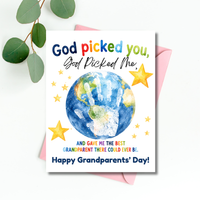 God Picked You, God Picked Me Grandparents Day Handprint Craft Printable | Christian Grandparent Gift | Faith-Based Keepsake PDF