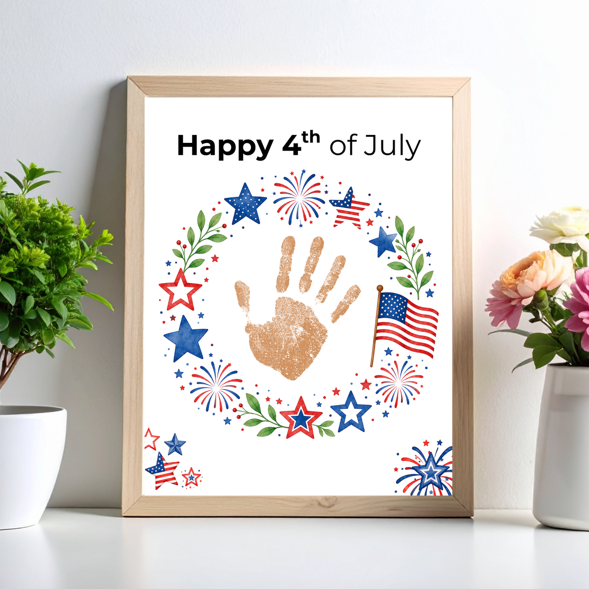 4th of July Handprint Wreath Craft for Kids | Patriotic Preschool & Kindergarten Activity | Independence Day Printable