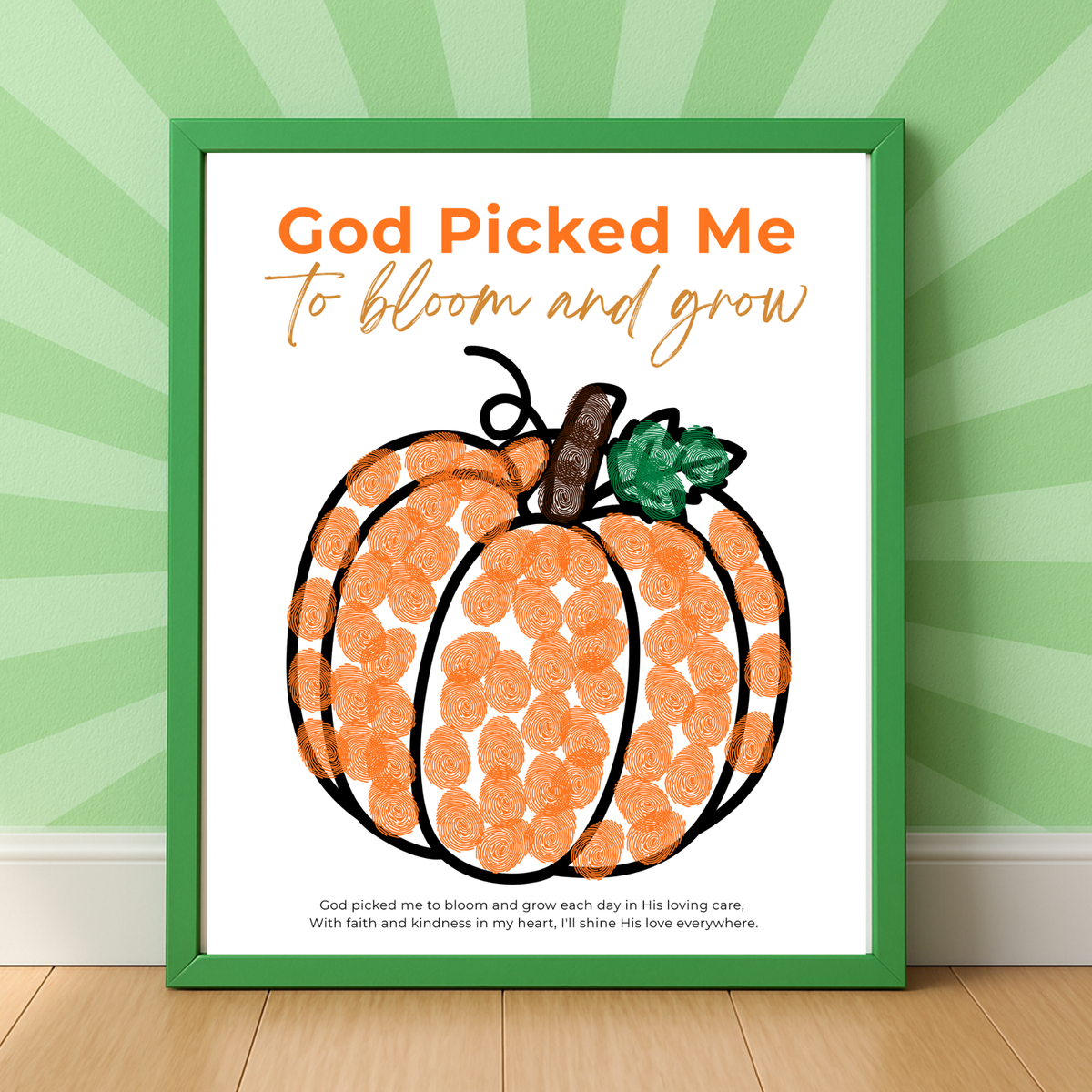 God Picked Me to Bloom and Grow Pumpkin Craft Printable, Christian Pumpkin Coloring Page, Fall Fine Motor Activity, Preschool Harvest Craft