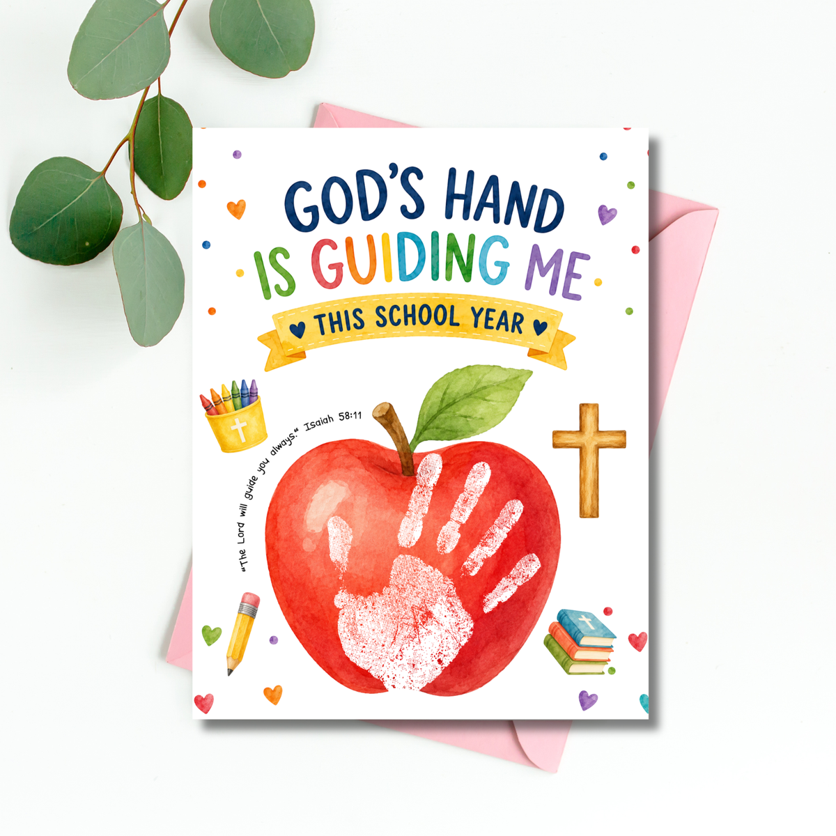 God's Hand Is Guiding Me This School Year Handprint Craft Printable | Christian First Day of School Keepsake
