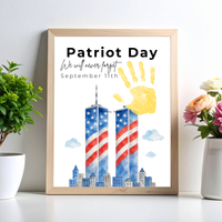 Patriot Day September 11th Handprint Craft Printable | 9/11 Remembrance Keepsake | Twin Towers Handprint Activity | Preschool Patriot Day Craft