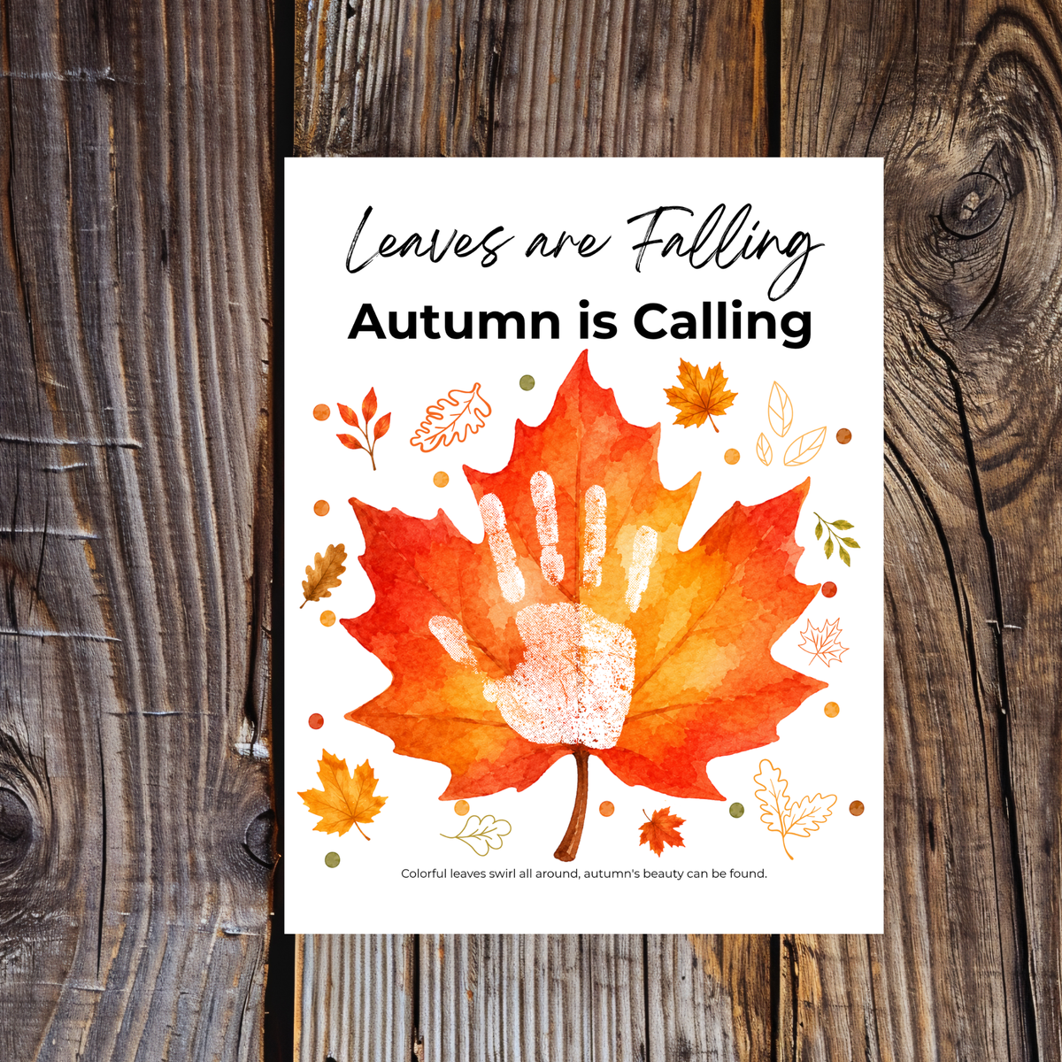 Leaves Are Falling, Autumn Is Calling Handprint Craft | Fall Handprint Printable | Preschool Autumn Keepsake | Kindergarten Fall Activity