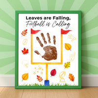 Football Handprint Craft Printable | Leaves Are Falling Football Is Calling | Fall Football Keepsake Activity for Kids | Preschool Printable