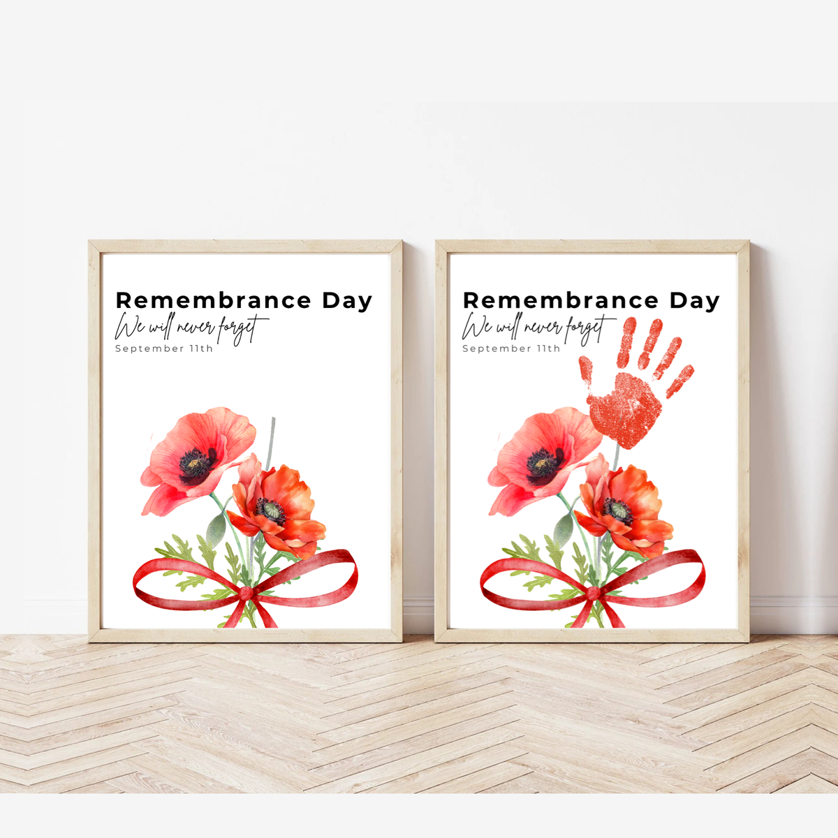 Remembrance Day Handprint Craft for Kids | September 11 Poppy Printable Keepsake | We Will Never Forget