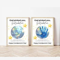 Grandparents Day Handprint Craft Printable | “God Picked You, God Picked Me” Faith-Based Grandparent Keepsake | Kids Christian Art PDF
