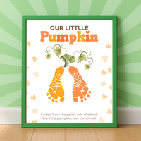 Pumpkin Handprint & Footprint Craft Printable | Our Little Pumpkin Keepsake | Fall Baby Handprint Craft | Preschool Autumn Activity | Digital Download