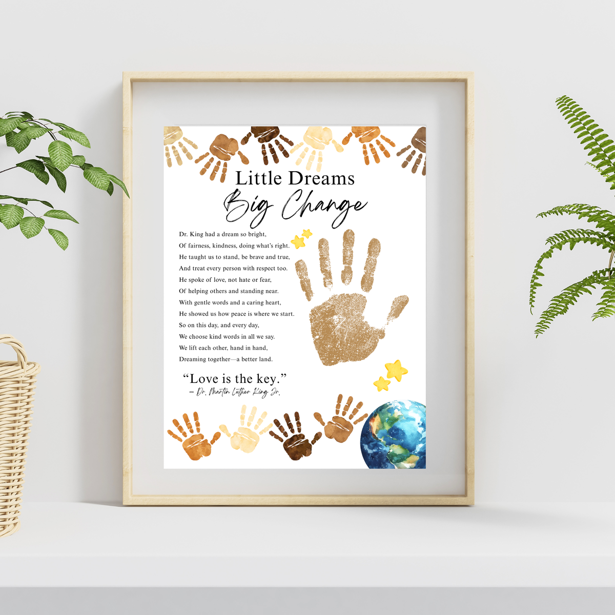 Martin Luther King Jr. Handprint Craft for Kids | MLK Day Little Dreams Big Change Printable Activity