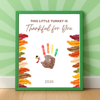 This Little Turkey Is Thankful for You Handprint Craft Printable, Thanksgiving Turkey Keepsake, Fall Handprint Activity for Kids, Preschool Kindergarten PDF