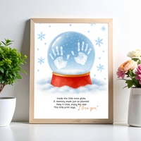 Snow Globe Handprint & Footprint Craft | Winter Keepsake Printable | Preschool Handprint Activity | Baby Footprint Memory Craft