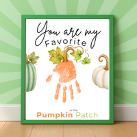 You Are My Favorite Pumpkin in the Patch Handprint Craft Printable, Pumpkin Handprint Keepsake, Baby's First Fall, Preschool Autumn Activity