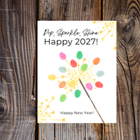 Pop, Sparkle, Shine Handprint & Fingerprint Craft | Happy New Year 2027 Printable | Preschool New Year's Eve Activity | Kids Keepsake Craft